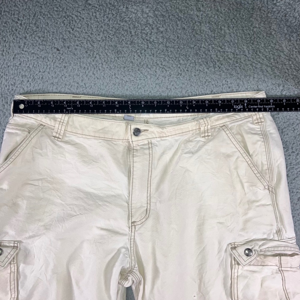 Carhartt Cargo Pants Men 42x30 Relaxed Fit Cream Work Grunge Thrashed Fit 40x29 - Picture 3 of 16